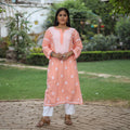 Chikankari Hand Embroidered Rayon Cotton Long Kurta for Women