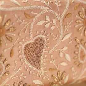 Peach Chikankari Hand Embroidered Tussar Silk Clutch/Sling Bag
