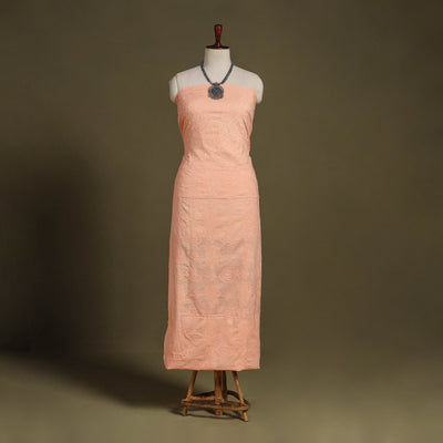 Peach - chikankari hand embroidery mul cotton unstitched