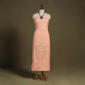 Peach - chikankari hand embroidery mul cotton unstitched
