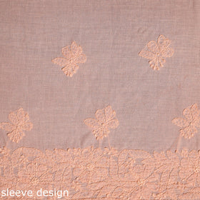 Peach - chikankari hand embroidery mul cotton unstitched