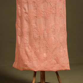 Peach - chikankari hand embroidery mul cotton unstitched