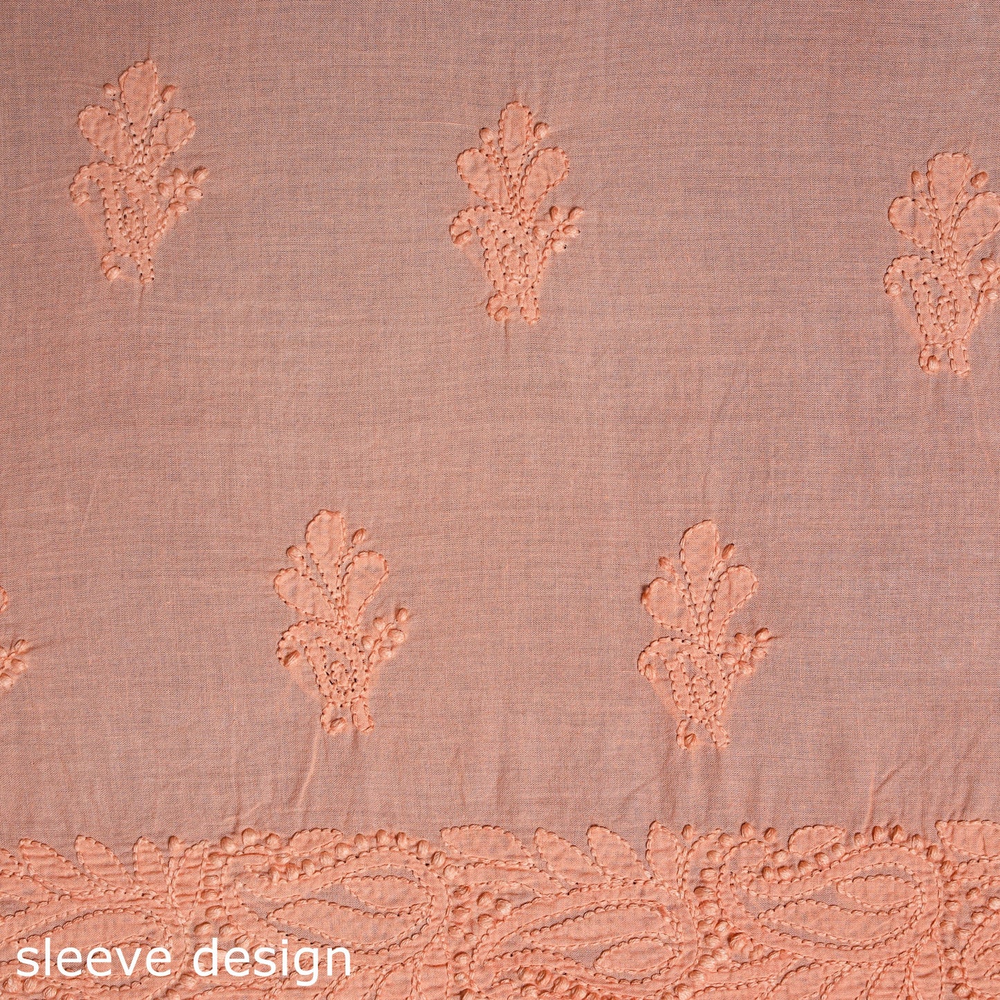 Peach - chikankari hand embroidery mul cotton unstitched