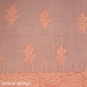 Peach - chikankari hand embroidery mul cotton unstitched