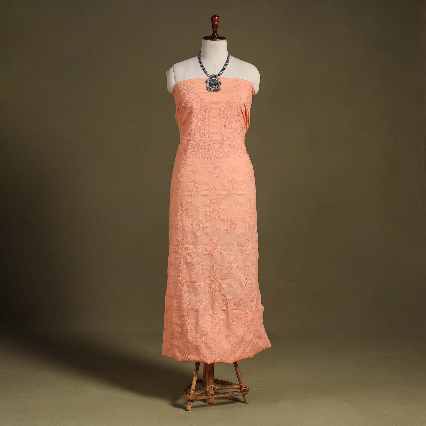 Chikankari Hand Embroidery Mul Cotton Kurta Material