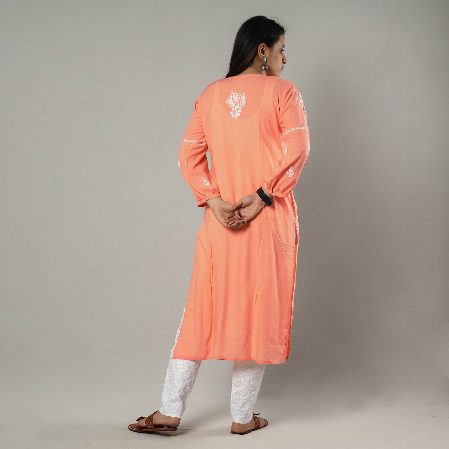 Chikankari Hand Embroidery Soft Cotton Long Kurta for Women