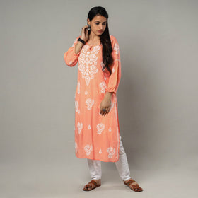 Chikankari Hand Embroidery Soft Cotton Long Kurta for Women
