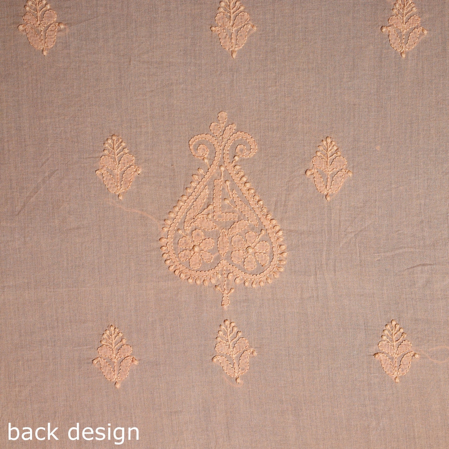 Peach Chikankari Hand Embroidery Mul Cotton Kurta Material