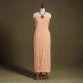 Peach Chikankari Hand Embroidery Mul Cotton Kurta Material