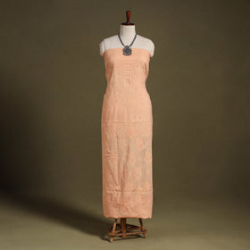 Peach Chikankari Hand Embroidery Mul Cotton Kurta Material