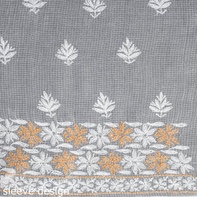 Peach Chikankari Tepchi Hand Embroidery Kota Cotton Kurta Material