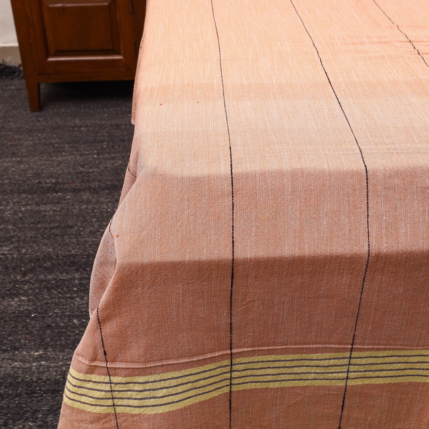 Peach - cotton double handloom bed cover (98 x 90 in) 51