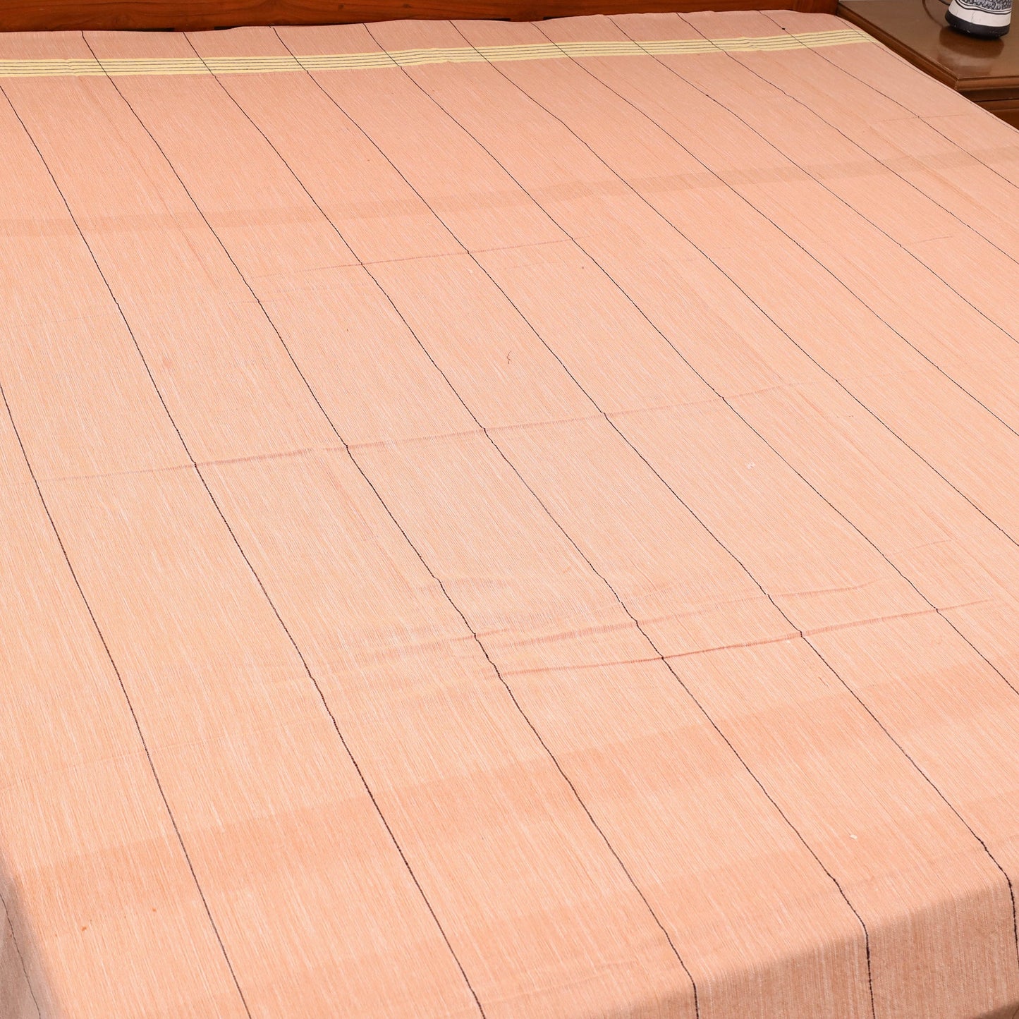 Peach - cotton double handloom bed cover (98 x 90 in) 51