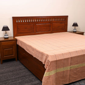 Peach - cotton double handloom bed cover (98 x 90 in) 51