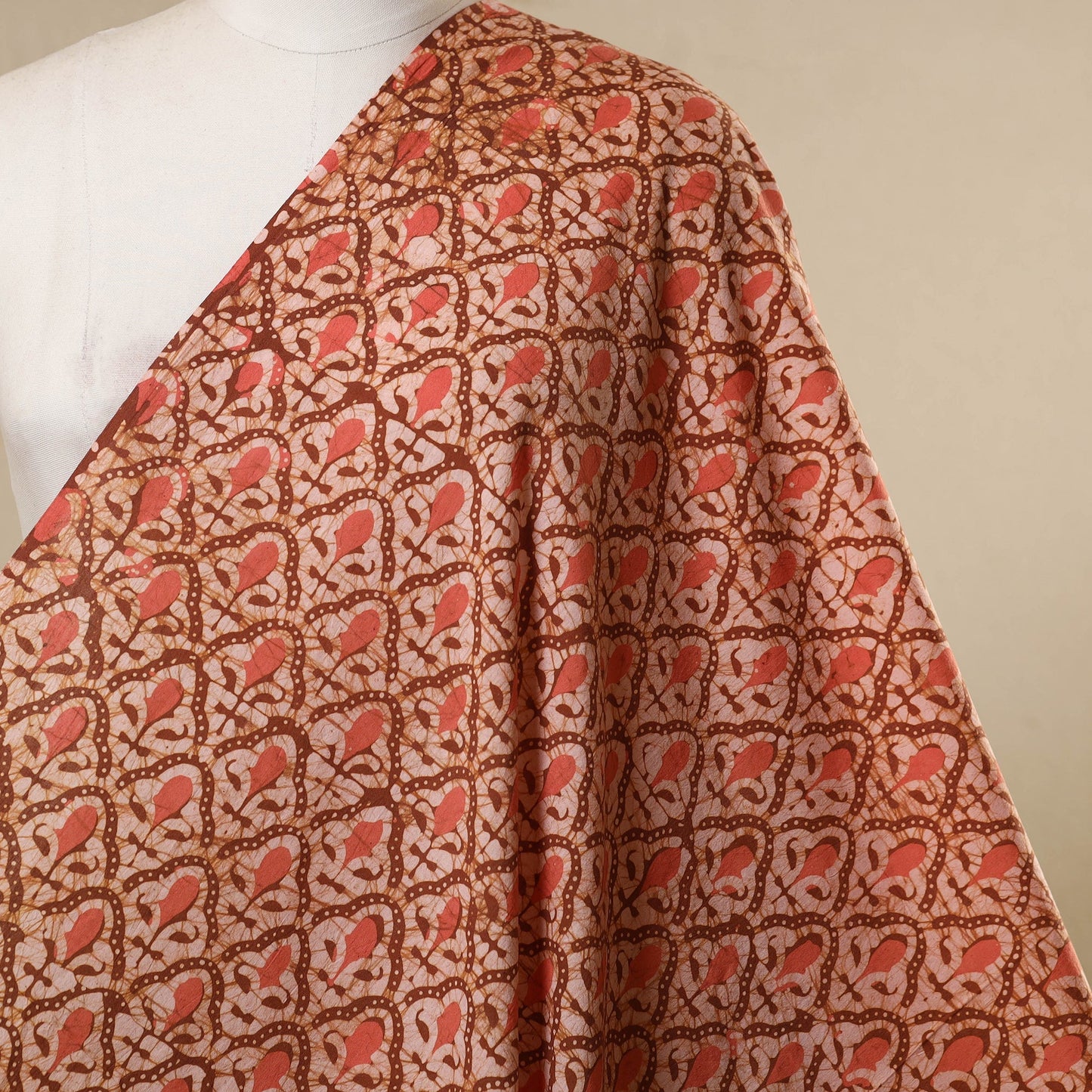 Peach - cotton kutch batik fabric 11 - handcrafted