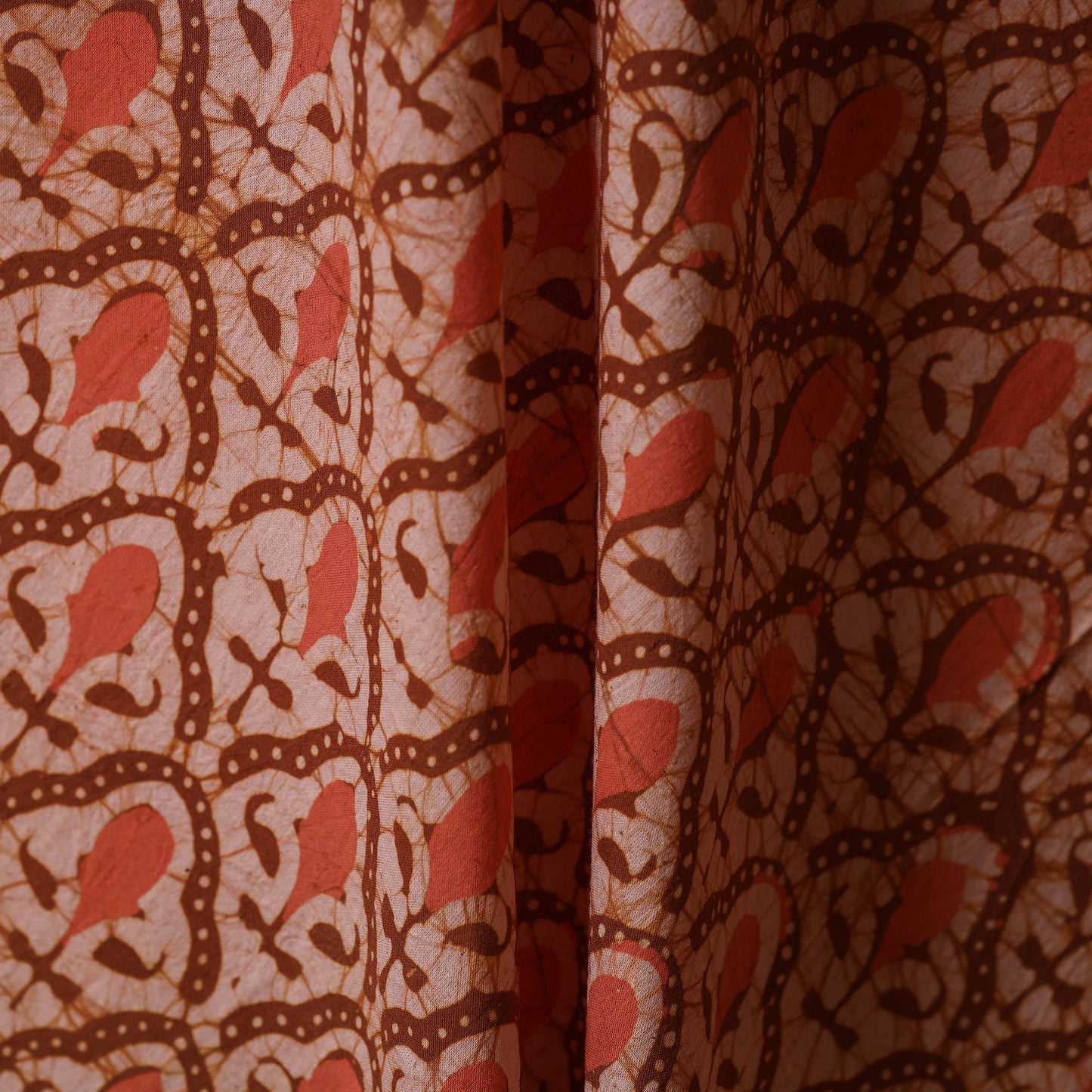 Peach - cotton kutch batik fabric 11 - handcrafted