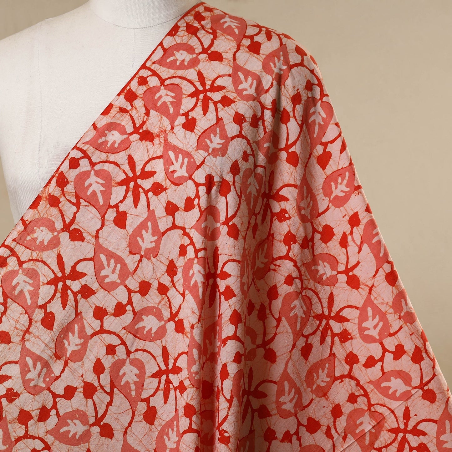 Peach - cotton kutch batik fabric 26 - handcrafted