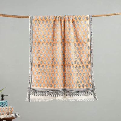 Peach - cotton sanganeri towel 17 - handcrafted