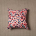 Buy Peach Block Print Cotton Sanganeri Cushion Cover