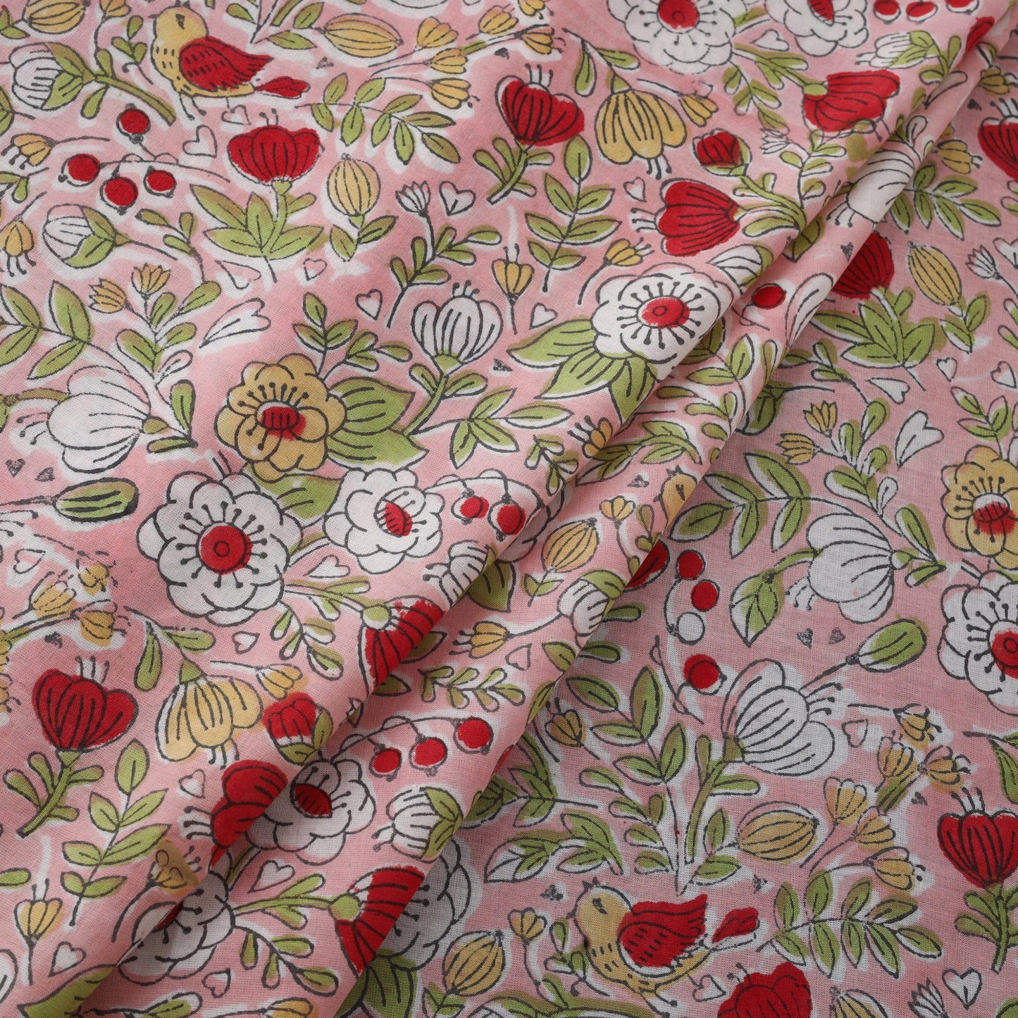 Peach - cotton sanganeri fabric 09 - handcrafted