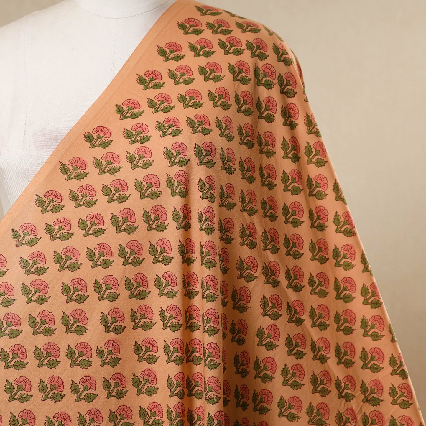 Peach - cotton sanganeri fabric 22 - handcrafted