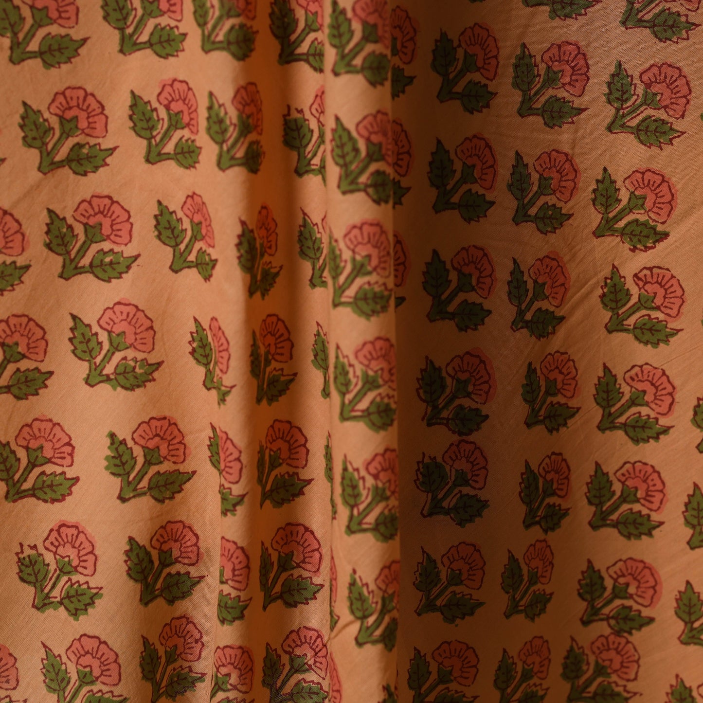 Peach - cotton sanganeri fabric 22 - handcrafted