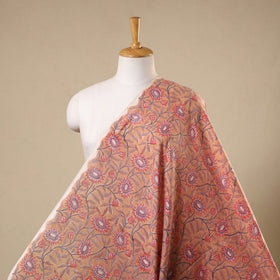 Peach Block Print Cotton Sanganeri Fabric