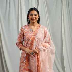 Buy Block Print Cotton Sanganeri Kurta Set
