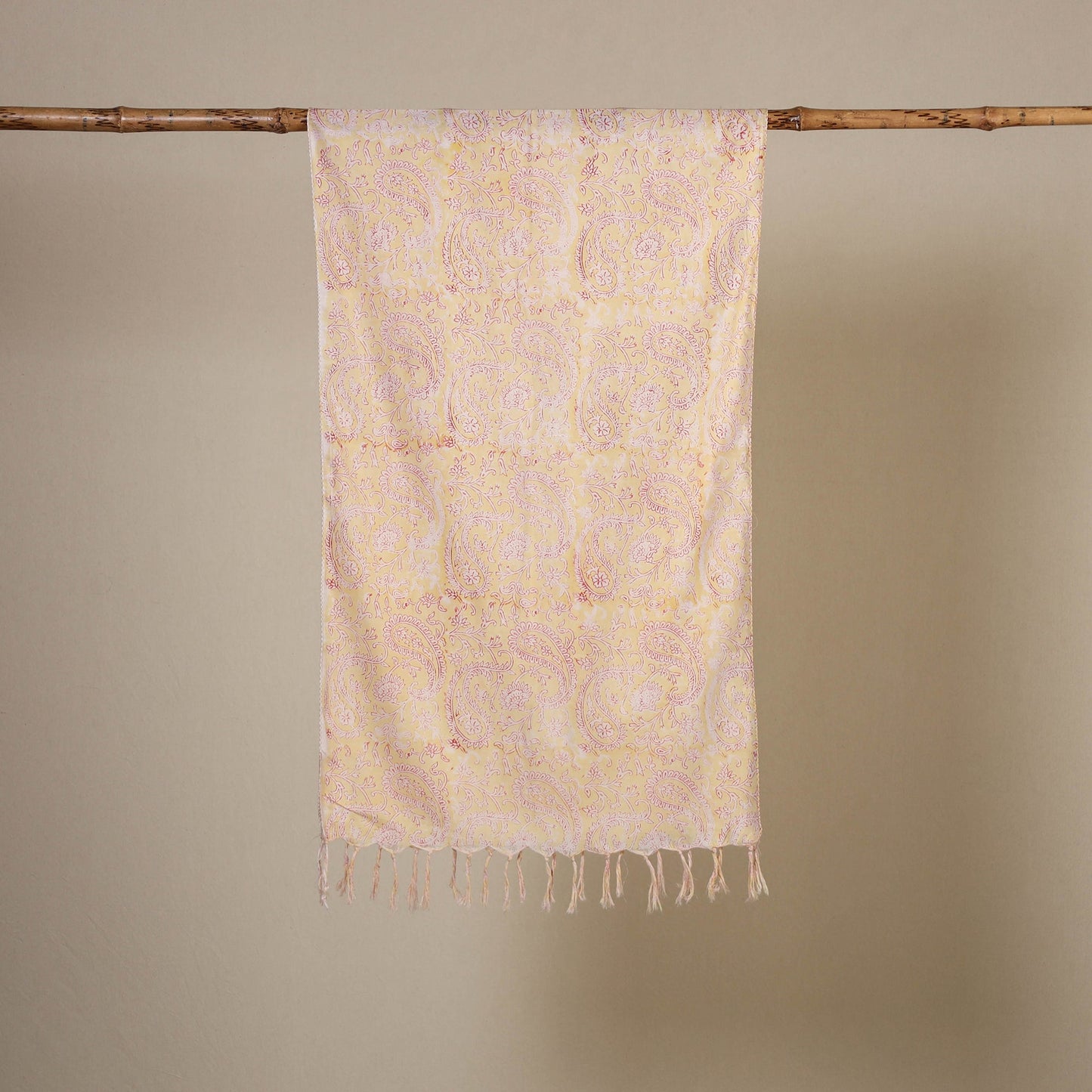 Block Print Cotton Sanganeri Stole with Tassels