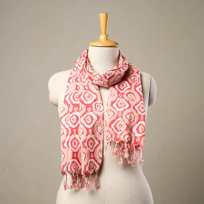 Buy Multicolor Block Print Cotton Sanganeri Stole with Tassels