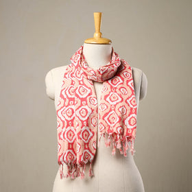 Buy Multicolor Block Print Cotton Sanganeri Stole with Tassels