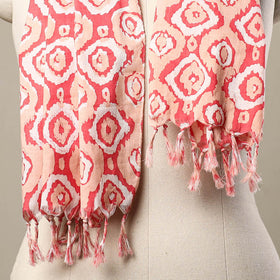 Buy Multicolor Block Print Cotton Sanganeri Stole with Tassels