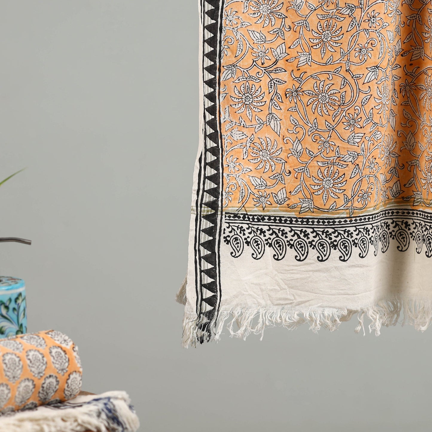 Peach - cotton sanganeri towel 07 - handcrafted