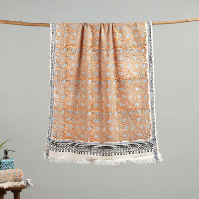 Peach - cotton sanganeri towel 12 - handcrafted