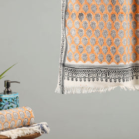 Peach - cotton sanganeri towel 17 - handcrafted