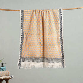 Peach - cotton sanganeri towel 18 - handcrafted
