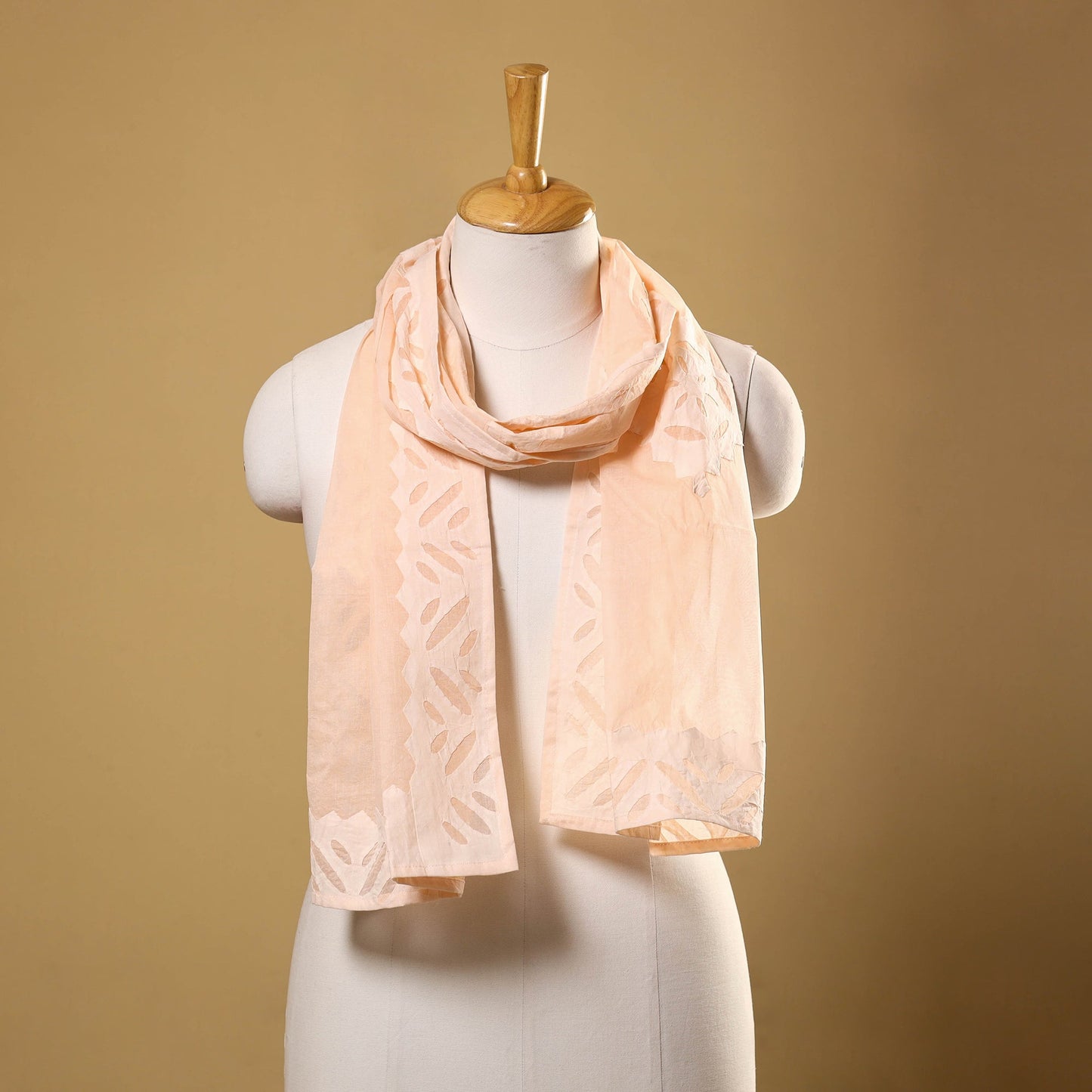 Buy Cut Work Cotton Peach Barmer Applique Stole