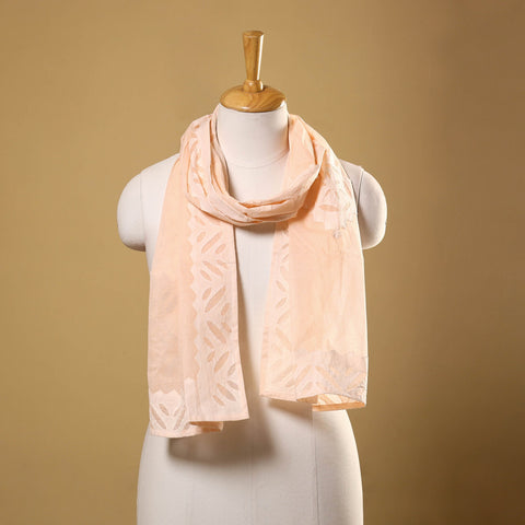 Buy Cut Work Cotton Peach Barmer Applique Stole