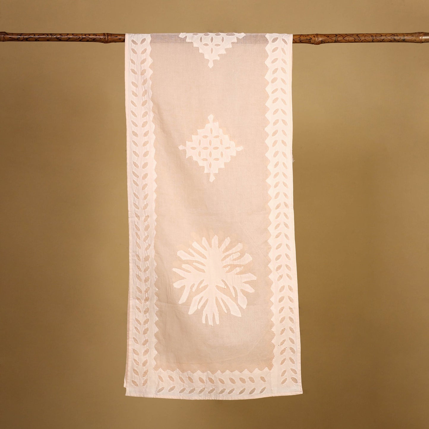 Buy Cut Work Cotton Peach Barmer Applique Stole