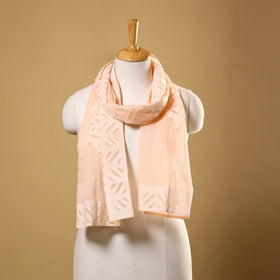 Buy Peach Cut Work Cotton Barmer Applique Stole