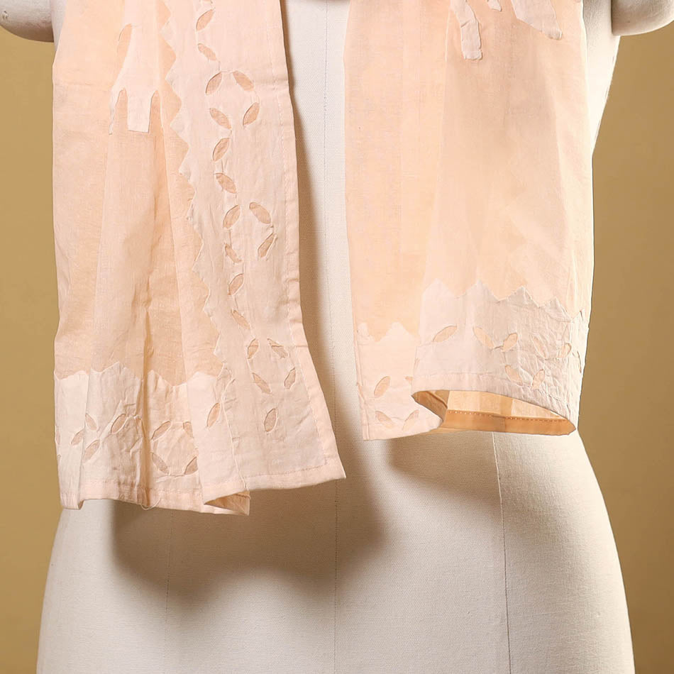Cut Work Cotton Peach Barmer Applique Stole