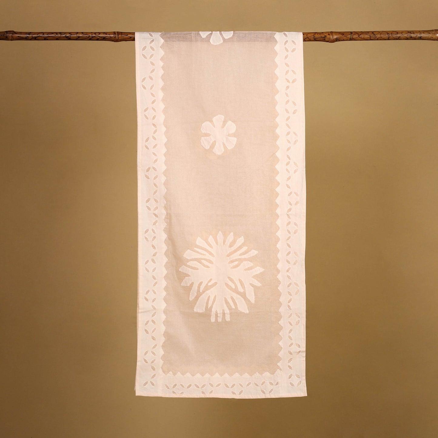 Cut Work Cotton Peach Barmer Applique Stole