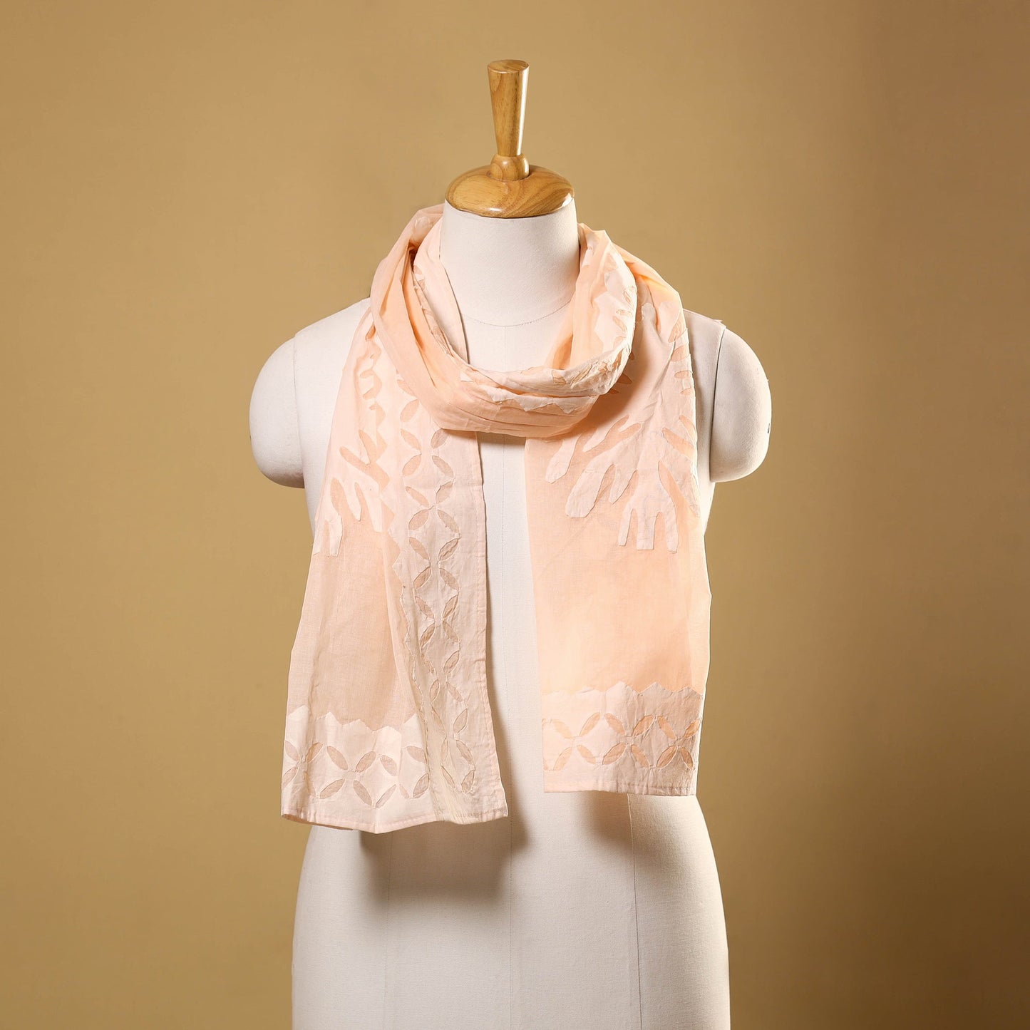 Buy Cut Work Cotton Peach Barmer Applique Stole