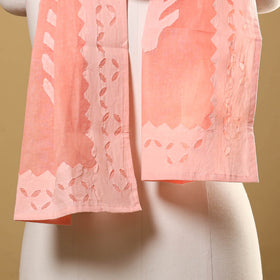 Peach - cut work cotton barmer applique stole 25