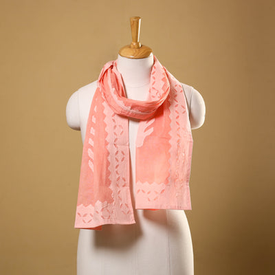 Peach - cut work cotton barmer applique stole 25