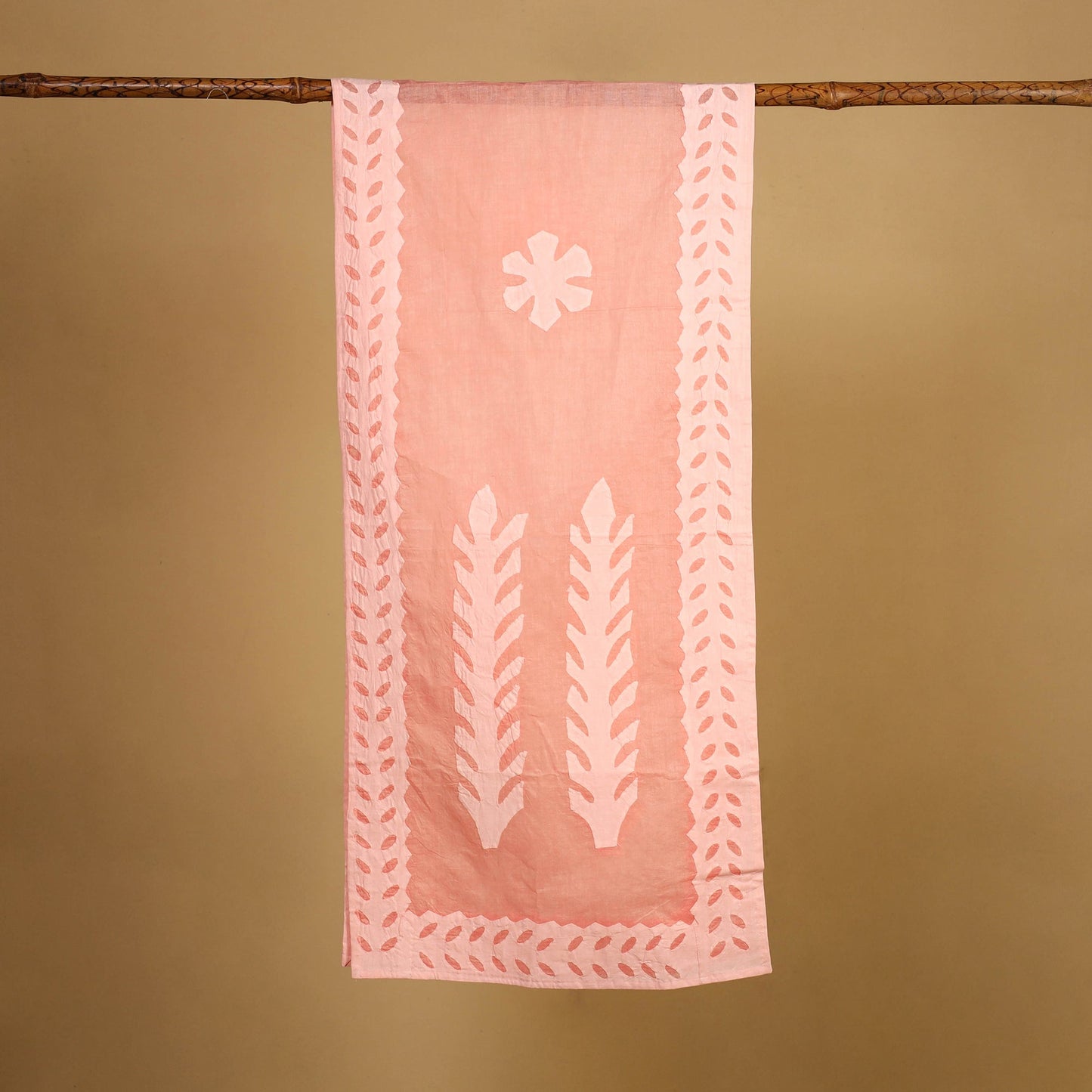 Cut Work Cotton Peach Barmer Applique Stole