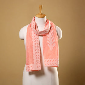 Cut Work Cotton Peach Barmer Applique Stole