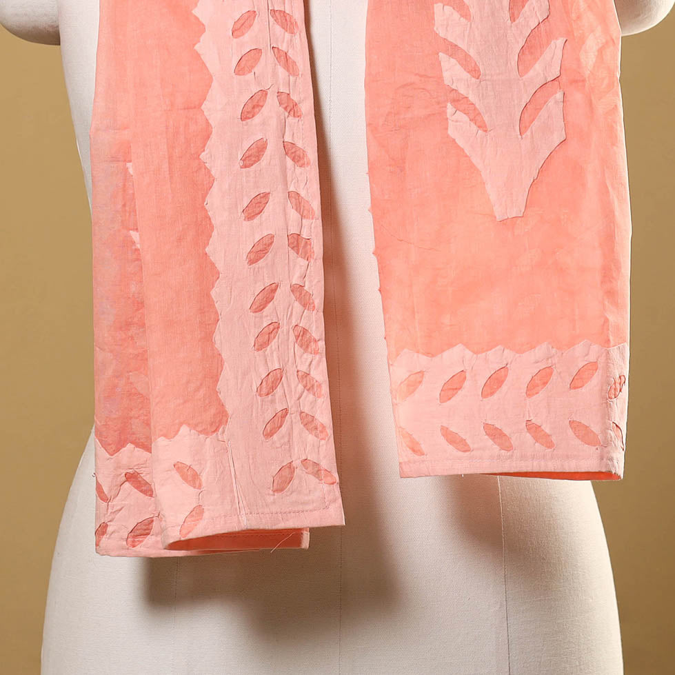 Cut Work Cotton Peach Barmer Applique Stole