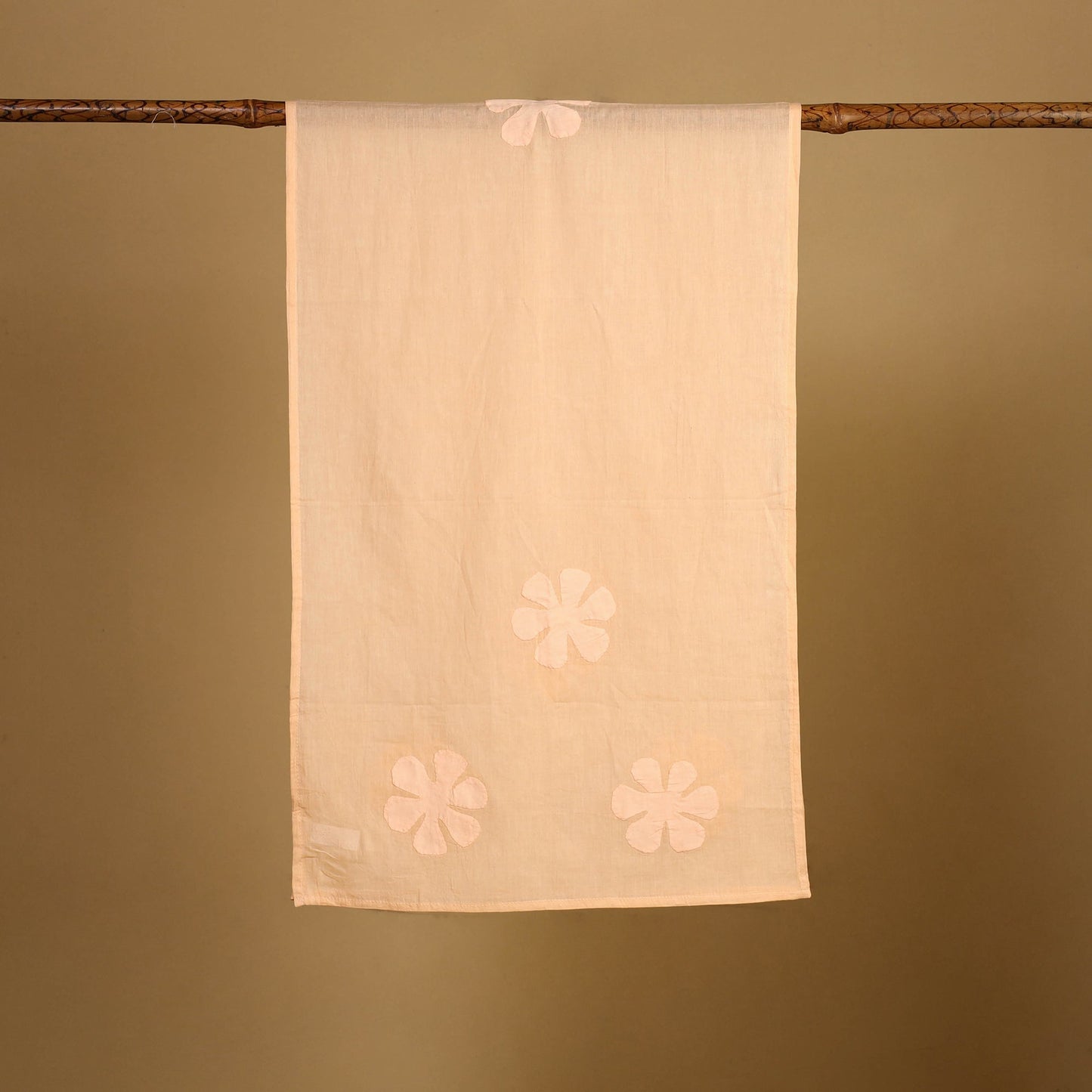 Peach Cut Work Cotton Beige Barmer Applique Stole