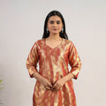 Red Cutwork Tissue Zari Jaal Banarasi Silk Kurta for Women